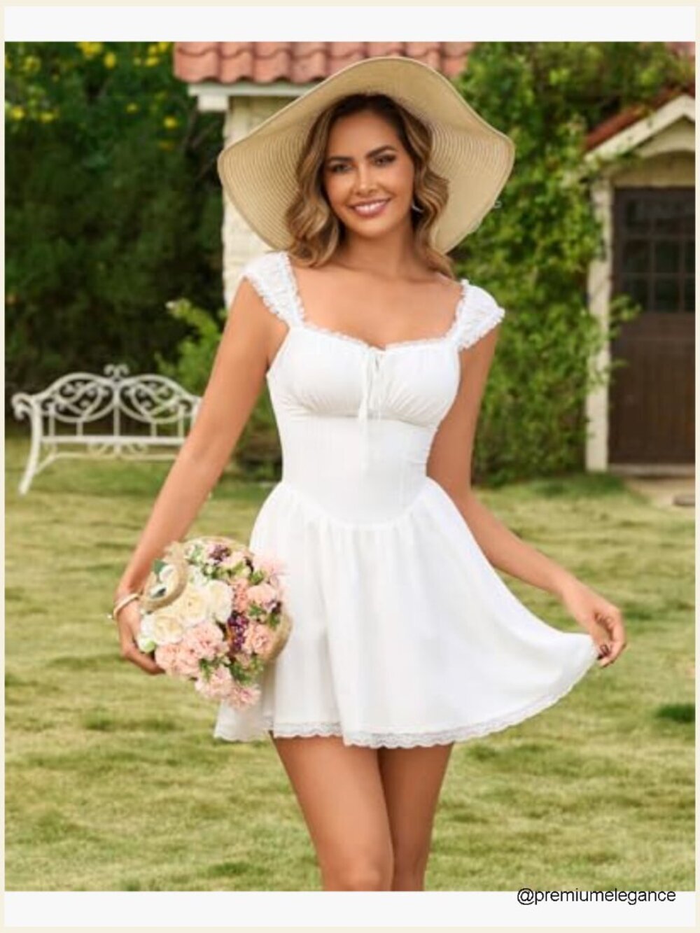 White Corset Lace Up Mini Dress A-Line Sweetheart Neck Graduation Party - Picture 4 of 7